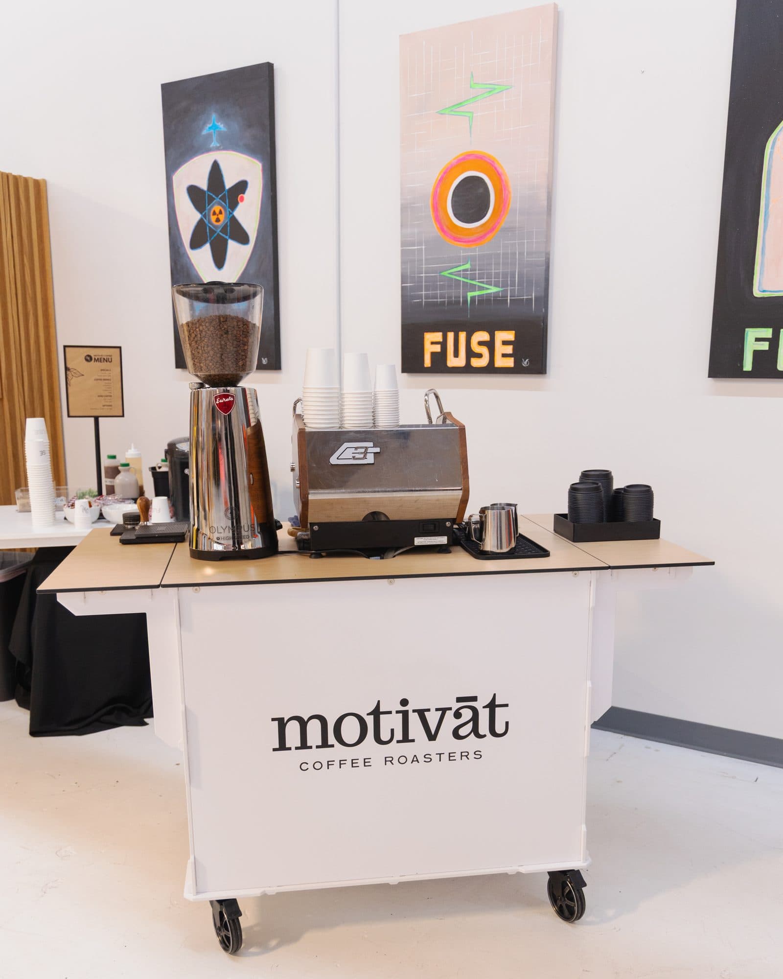 The Motivāt coffee cart set up and ready for event service
